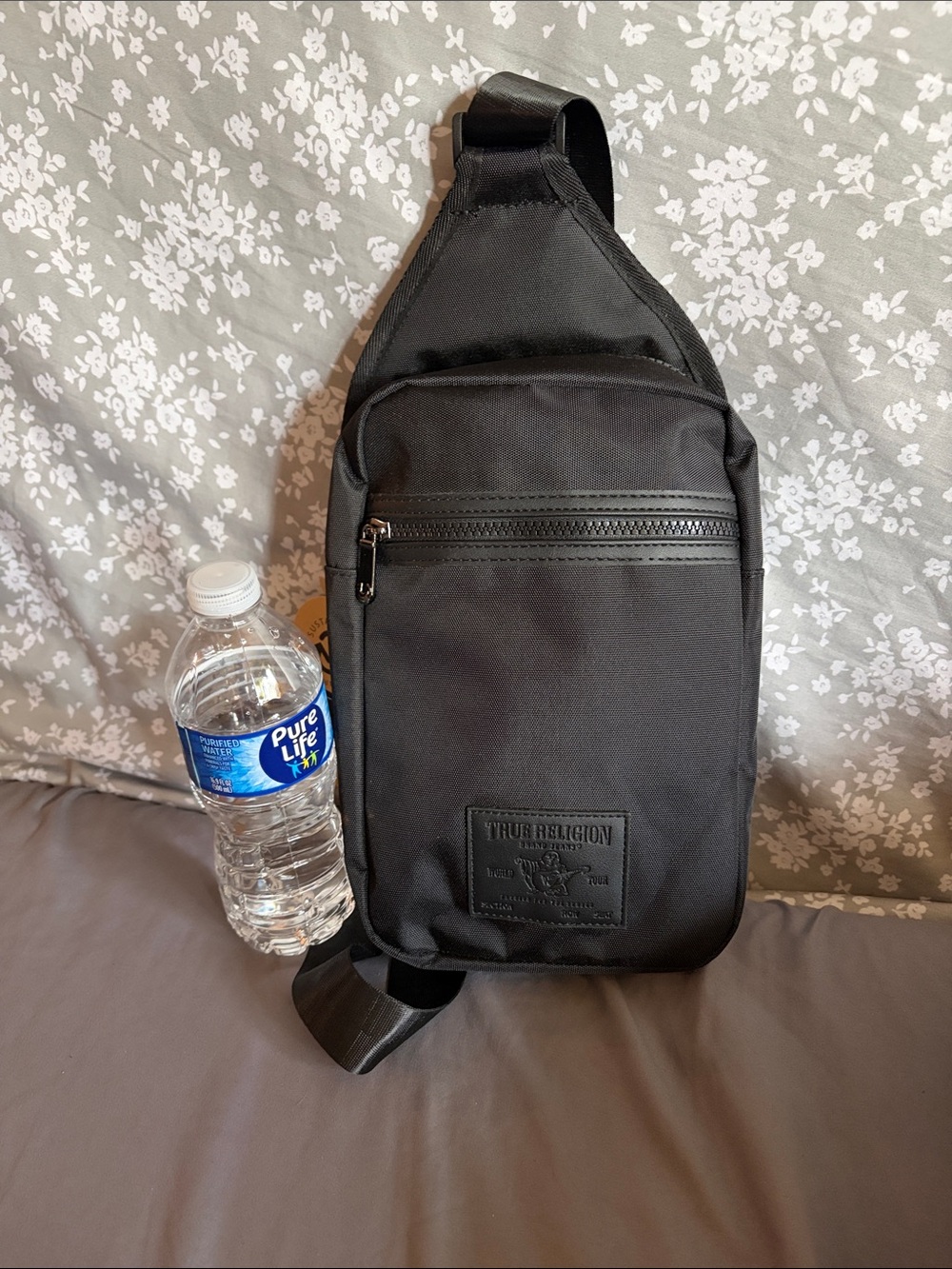 True Religion Black Sling Crossbody Bag